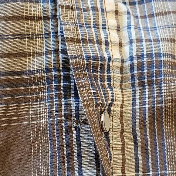 Vintage Ely Cattleman Western Pearl Snap Shirt Brown Blue Plaid Long Sleeve L - Picture 5 of 13